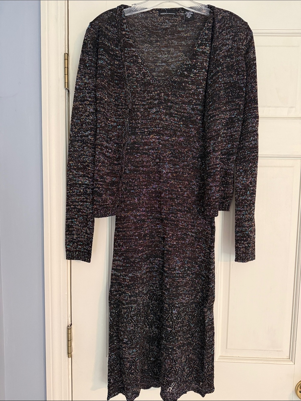 Sparkle Knit Two-Piece Dress Set - Multicolor on Black - size XS